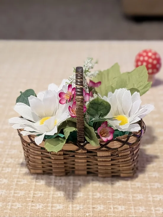 Handmade Little Artificial Flower Basket - Picture 1 of 5
